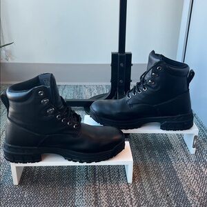 Men's Soft Toe Ace  Black Leather Boots Slip Resistant  Size 11